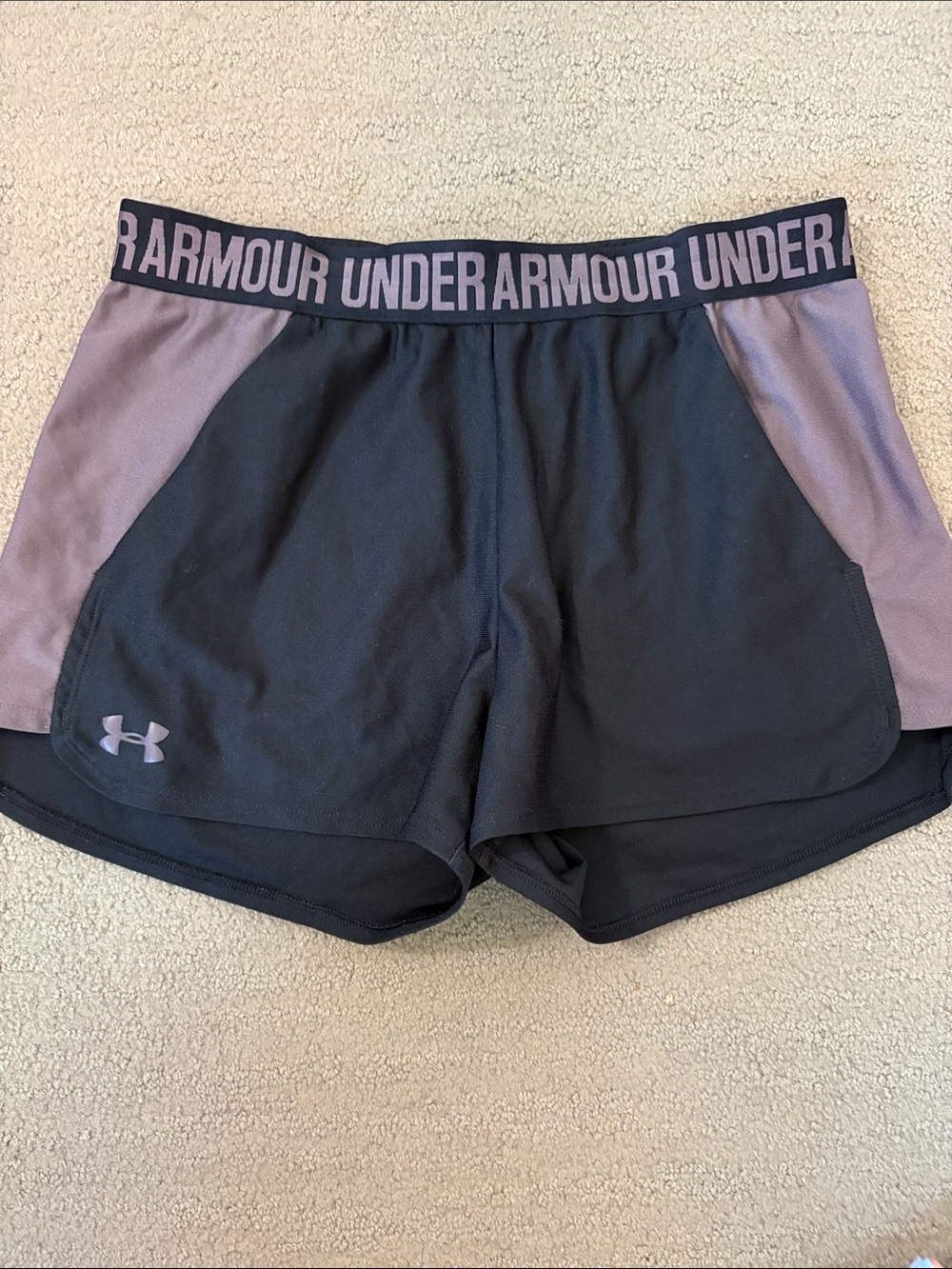 Under Armour Women's Black and Mauve Athletic Shorts